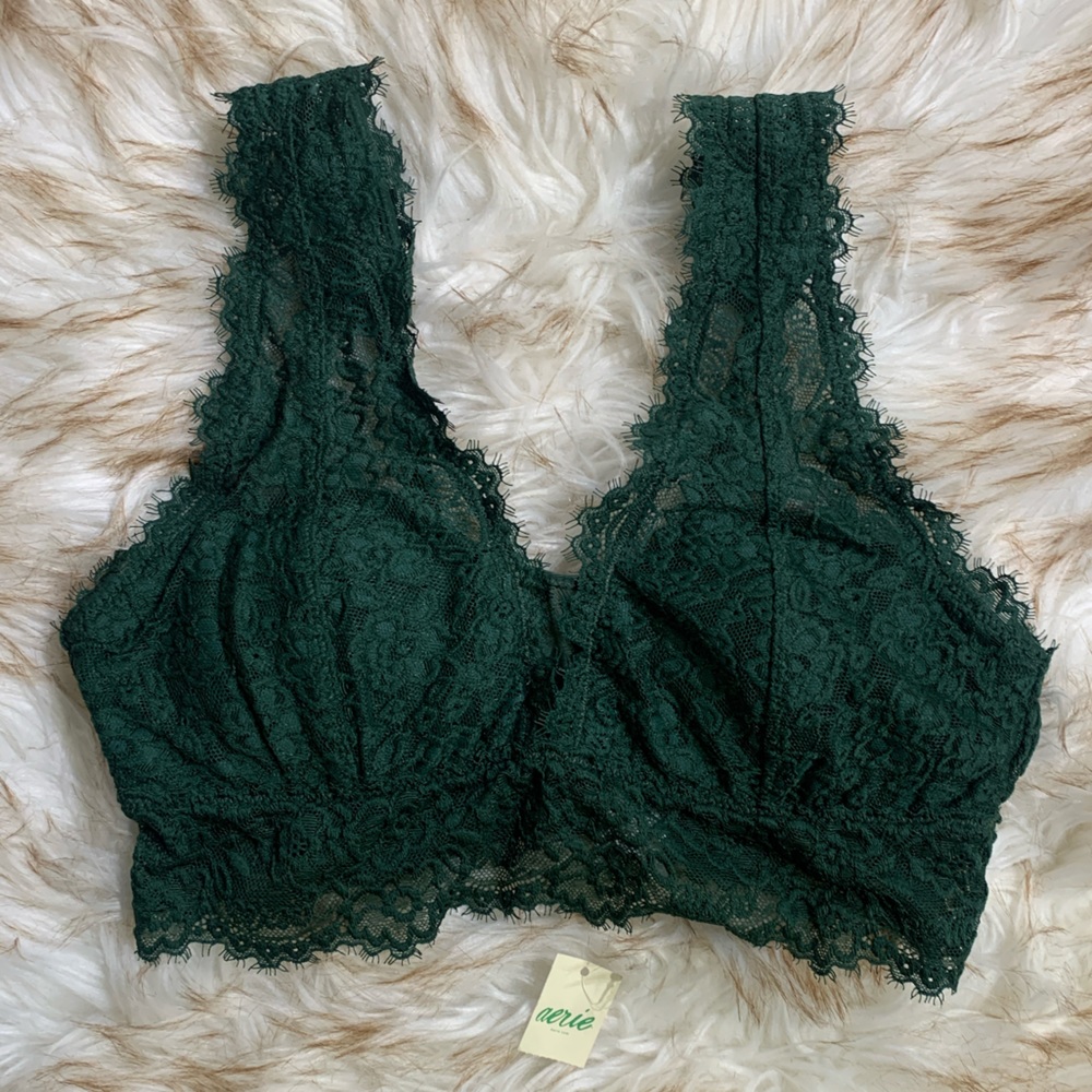 Aerie lace green S bralette NWT
